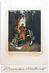 Norman Rockwell Signed Limited Edition Lithograph of The Blacksmith Shop -- Portraying Benjamin Franklin, Done for Poor Richard: The Almanacks